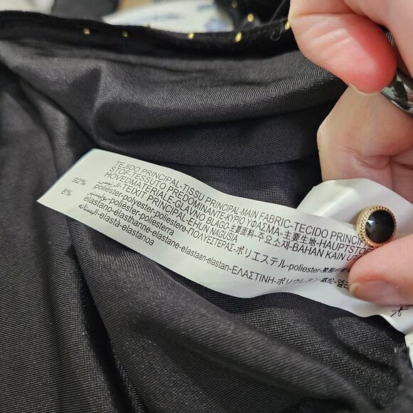 Zara Womens Long Sleeve Beaded Velvet Belted Golden Studded Mini Dress. Sz Small - Picture 8 of 8